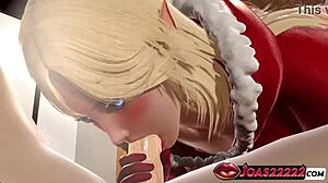 Personal christmas elf gives me the hottest blowjob on big dick with cumshot facial in 3d animation porn