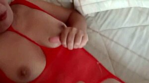 beautiful stepmother asks me to cum on her tits during orgasm mutual handjob in homemade big tits blonde curvy lingerie scene