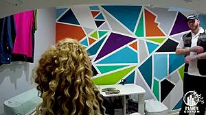 Talula Thomas busty interracial slut shoplifts then takes big black cock pov in dirty talk session.