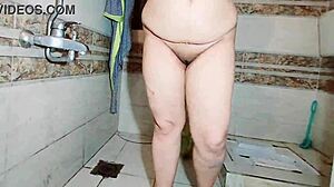 Can you believe this muslim bbw wife got caught naked in bath showing big ass boobs pussy