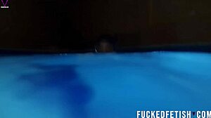 helen star underwater diving mask pool with small tits latina in horny masked action