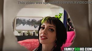 Step Sister Fucked Through Gloryhole Wall with Deepthroat Blowjob