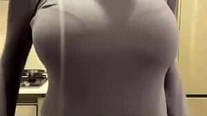 my milky stepmom licks her nipples in big tits cunilingus moment