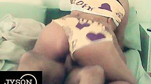 Amateur couple fucks in big ass close up homemade video with morning sex in pajamas