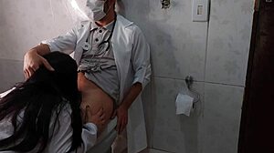 Nurse Fucks Big Cock Doctor in Hospital Bathroom with Deepthroat and Rough Sex
