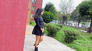 Curvy Latina neighbor tempts with big ass in outdoor garden encounter