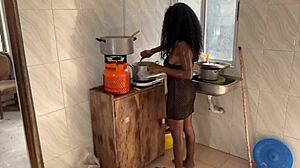 Newly Married Couple Shares Passionate Sex in Kitchen with Big Natural Tits