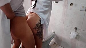 Nurse Fucks Big Cock Doctor in Hospital Bathroom with Deepthroat and Rough Sex