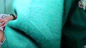 I lick sexy asian teen babe in cute babysitter cosplay for rough pov creampie outdoors