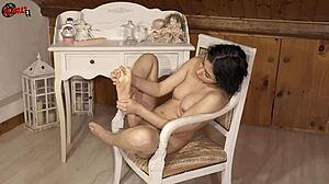 Oil Up My Sexy Bare Feet Now! Watch This Petite Teen Babe With Big Natural Tits Get Oily And Cute In Homemade Fetish Action