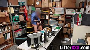 The officer apprehends Shane Blair after catching her and takes her to the lp office for punishment