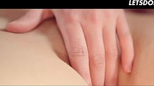 18 Year Old Brunette Lesbian Moans During Kissing And Pussy Licking To First Squirting Orgasm