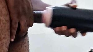 Without his girlfriend around, the guy grabbed a huge toy in the bathroom. He handled his monster cock solo on March 15, 2025.