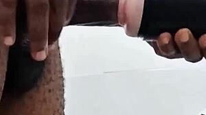 Without his girlfriend around, the guy grabbed a huge toy in the bathroom. He handled his monster cock solo on March 15, 2025.