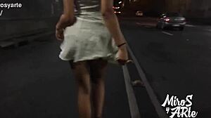 look at my small tits amateur teen flashes in public outdoor spot lifting dress for drivers