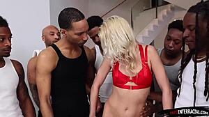 cherry kiss deepthroats and licks 10 big black cocks in interracial blowbang with facial cumshots