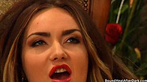 Horny dom lesbian madame fingers herself to wild orgasm thinking of bound slave!