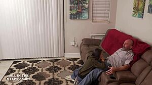 Sex Freak Freya Von Doom Rides Monster Cock in Cowgirl with Stepdad and Wife