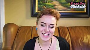 Petite tattooed blonde Micah deepthroats big cock then bends over for doggystyle cumshot swallow