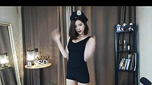 伊素婉 in uniform performs a hot dance routine