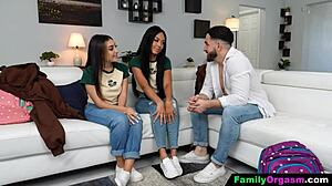 FamilyOrgasm - Stepsiblings Meet New Step Brother For First Time In Bareback 3some With Rough Riding And Kissing!