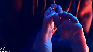 Whoa, check out this intense heel play session with foot domination and choking vibes