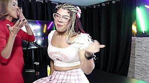 What makes her feel horny is interested people tasting milk kissing the presenter and showing blowjob - Sofie Lollipop transsexual sheer red in Brazilian group swingers style