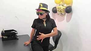 the hot office worker prepares an anal plug to play with her buttocks at work