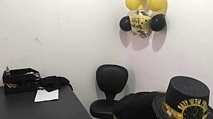 the hot office worker prepares an anal plug to play with her buttocks at work