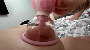 she played wild games with her big milky tits, squeezing nipples and using vibrator for first-time thrills in homemade fun.