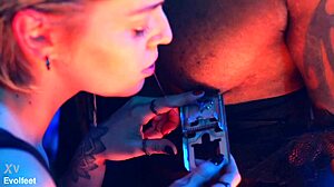 Whoa, check out this intense heel play session with foot domination and choking vibes