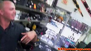 Pawnshop Lady Gives Blowjob In Close Up Before Bent Over Doggystyle On Hidden Cam Voyeur