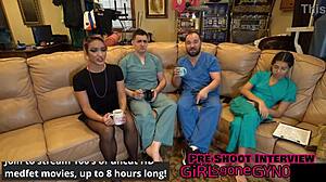 channy crossfires dental checkup happens with gloves and dress in backstage setup