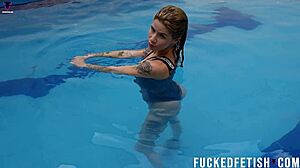 Ashlee Rose dives into romantic underwater fun in her silver dress - slow version alert!