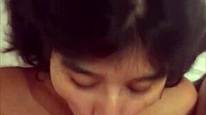 Spit on that dick! Loving sucking my boyfriend's cock while everyone watches