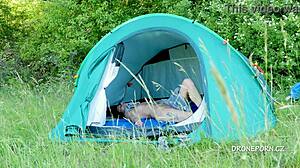 nudist milf al b ta relaxes in the tent