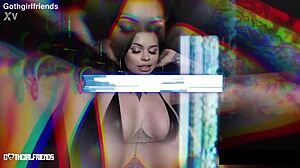 Xwife karen busty goth goddess squirts in fishnets. She cleans up after muff diving and big tits creampie.