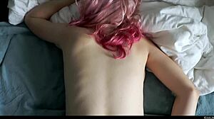 Pink haired teen 18+ takes it doggy style in pov with cute ass bent over!