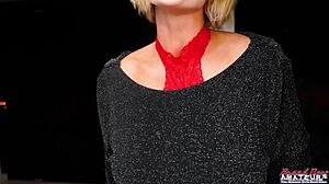 Kinky nerdy blonde Diana gets her shaved pussy fucked deep in domination