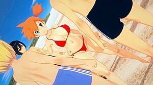 Mariah Mars takes double penetration in ripped bikini on beach