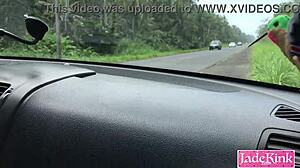 Imagine Catching Us Bareback Fucking on the Highway Side, Blonde Twink Submissive in Public Outdoor Action