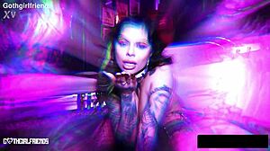 Xwife karen busty goth goddess squirts in fishnets. She cleans up after muff diving and big tits creampie.