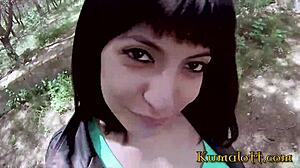 Kumalott turns cute tight pussy into a sloppy one outdoors