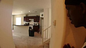 Oh yeah, busty MILF Mellanie Monroe gets railed hard in kitchen and on stairs by black stepson