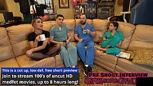 channy crossfires dental checkup happens with gloves and dress in backstage setup