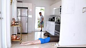 Bold stepson feels intense thrill finding his stepsister stuck on trash for familyorgasm banging