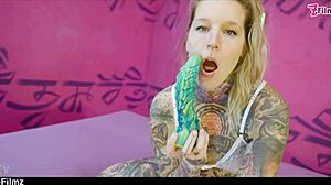 Tattooed Goth Punk Girl Deepthroat Fucked with Hard Anal Stretch and DP Toys. Gaping ATM Face Fuck from Big Dick in Alt Porn ZF111.