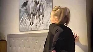 Little teaser contrasts blonde milf stripping and teasing with clothes ripped off.