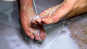 i sucked my naughty wife's tits in shower with milk fetish then fucked her hard in bed