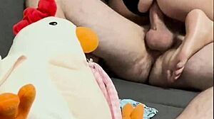 Black panties covered in cum from hairy italian amateur on european sofa!